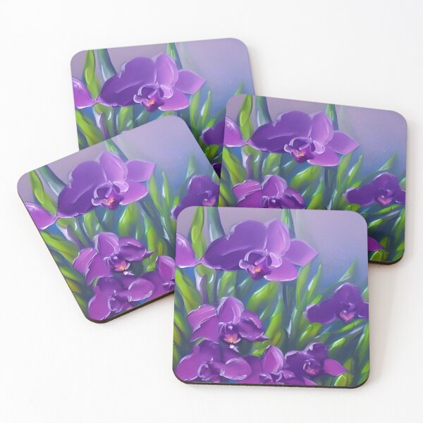 Artikelvorschau, Blumenkunst, abstrakte lila Orchideenblumen-Blumenkunst, Berg-Sonnenuntergang-Glühen-Kunst entworfen und verkauft von viewgraphics.