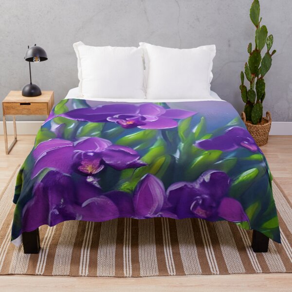 Artikelvorschau, Blumenkunst, abstrakte lila Orchideenblumen-Blumenkunst, Berg-Sonnenuntergang-Glühen-Kunst entworfen und verkauft von viewgraphics.