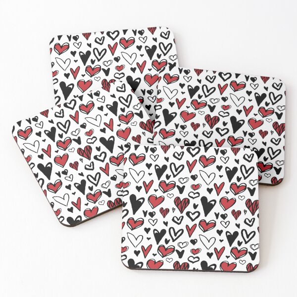 Item preview, Red, Black and White Hearts Pattern designed and sold by silviaol.