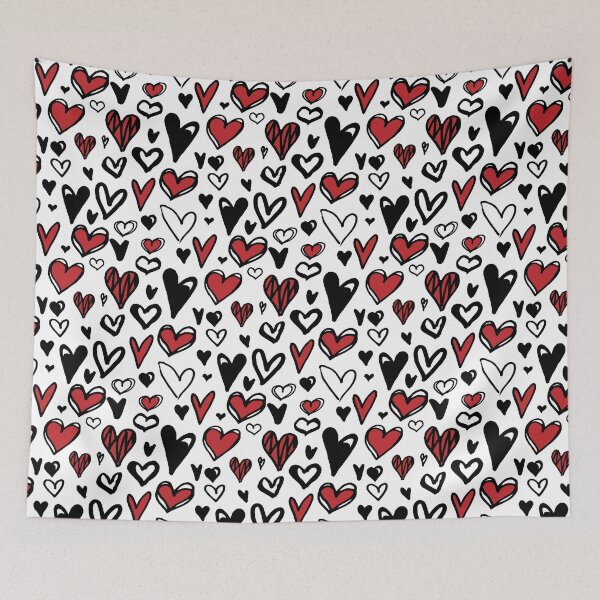 Item preview, Red, Black and White Hearts Pattern designed and sold by silviaol.