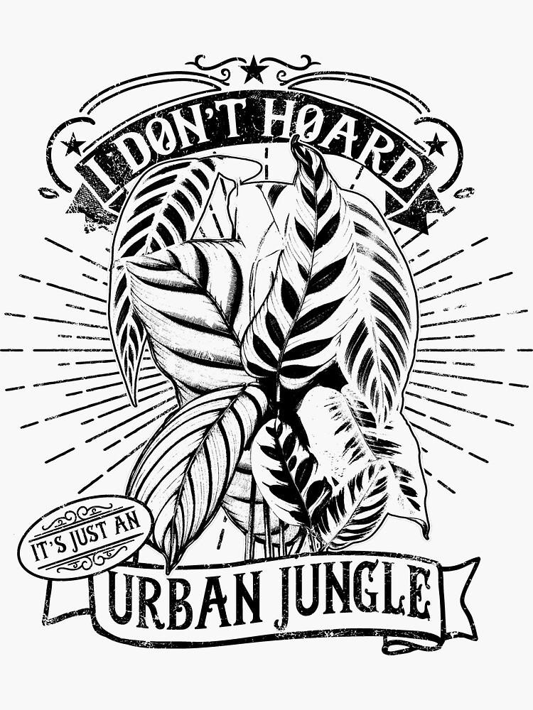 "Urban Jungle Plants White Artwork " Sticker for Sale by VintagePlantJoy Redbubble