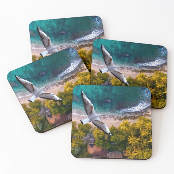 Item preview, Seagull Flying above a Tropical Paradise Island Beach designed and sold by AnimalArtstyle.