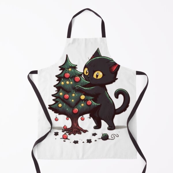 Item preview, Funny Christmas Black Santa Cat Gift - Cat Pushing Christmas Tree designed and sold by Suzan⭐⭐⭐⭐⭐ (1548).