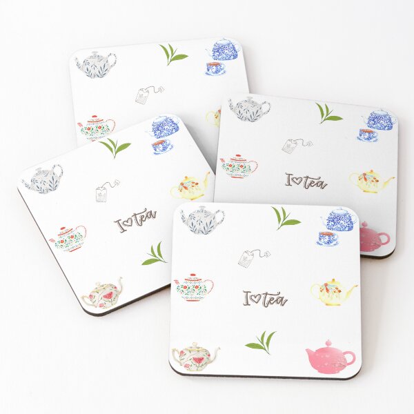 Item preview, Tea Lover Teapots and Green Tea Leaves designed and sold by silviaol.