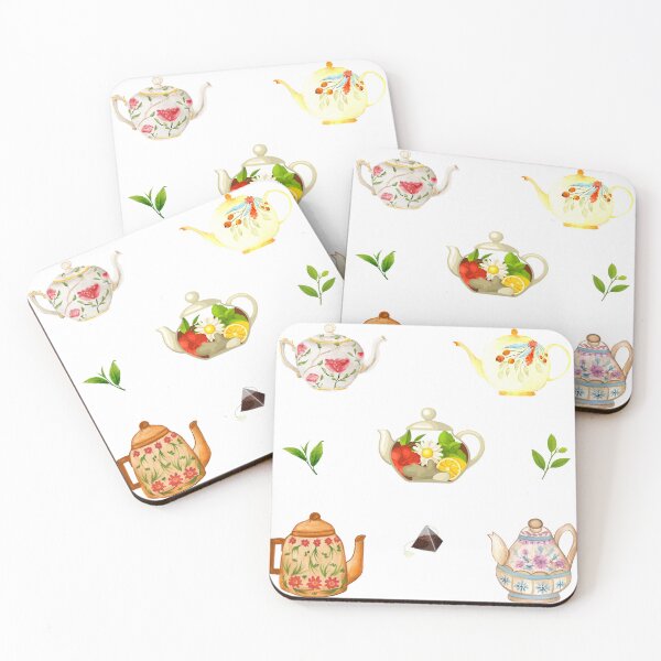 Item preview, Flower Teapots and Green Tea Leaves designed and sold by silviaol.