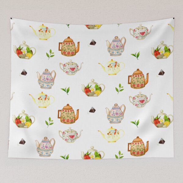 Item preview, Flower Teapots and Green Tea Leaves designed and sold by silviaol.