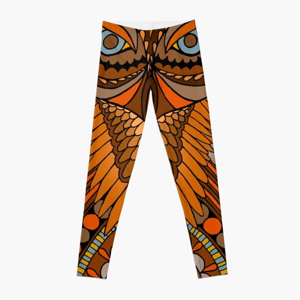 Owl - brown orange Leggings