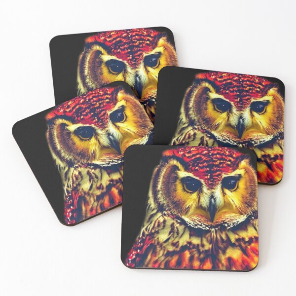 Item preview, Red and Gold Owl, fantasy artwork designed and sold by LoneAngel.