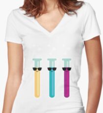 Test Tube Emoji Women's Fitted V-Neck T-Shirt