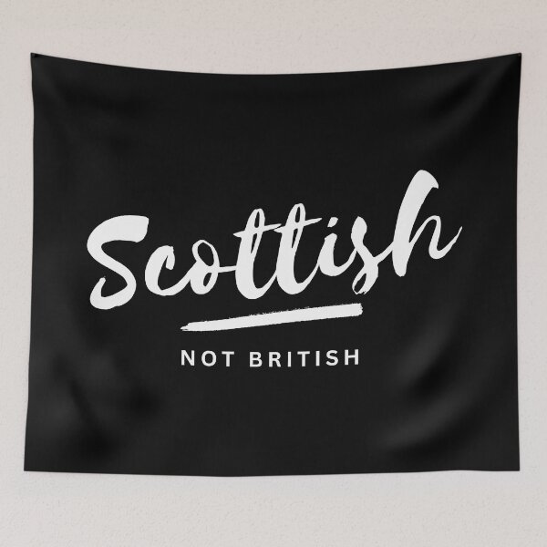 Item preview, Scottish not British - handwritten, dynamic white font - Scotland designed and sold by Indy2tees.