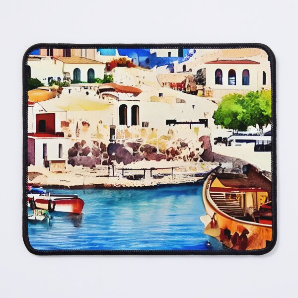 Item preview, Greece Art, Greece Watercolor, City Landscape Art designed and sold by viewgraphics.