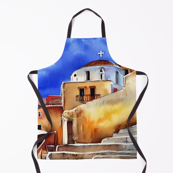 Item preview, Greece Art, Greece Watercolor, City Landscape Art designed and sold by viewgraphics.