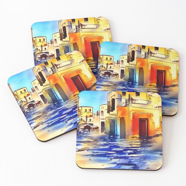 Item preview, Greece Art, Greece Watercolor, City Landscape Art designed and sold by viewgraphics.