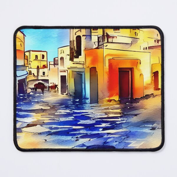 Item preview, Greece Art, Greece Watercolor, City Landscape Art designed and sold by viewgraphics.