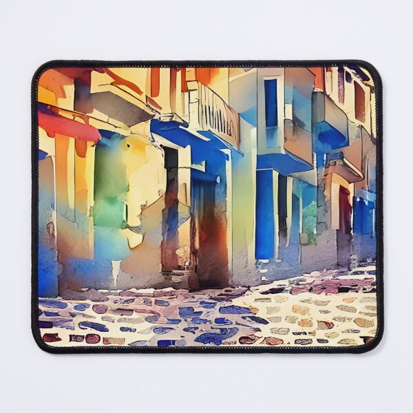 Item preview, Greece Art, Greece Watercolor, City Landscape Art designed and sold by viewgraphics.