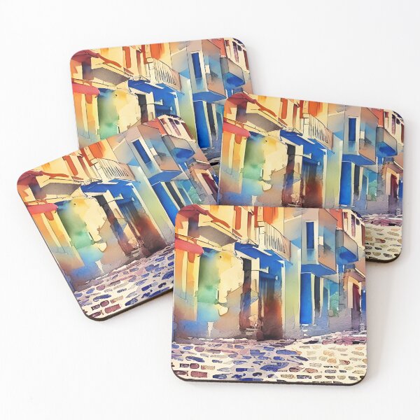 Item preview, Greece Art, Greece Watercolor, City Landscape Art designed and sold by viewgraphics.