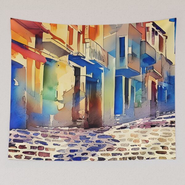 Item preview, Greece Art, Greece Watercolor, City Landscape Art designed and sold by viewgraphics.