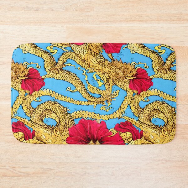 Item preview, Orange Happy Dragon With Red Shinny Petals - Seamless Pattern designed and sold by Chubuter.