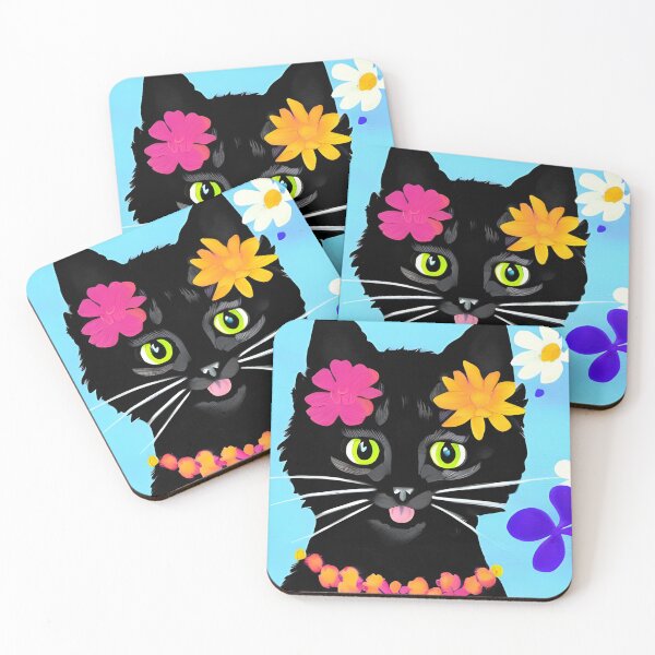 Item preview, Black cat with flowers designed and sold by gramizzia.