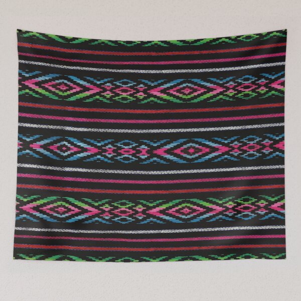 Item preview, Cambaya mexican authentic fabric tablecloth colorful aztec black print designed and sold by T-Mex.