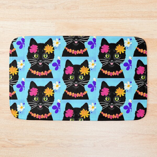 Item preview, Black cat with flowers designed and sold by gramizzia.