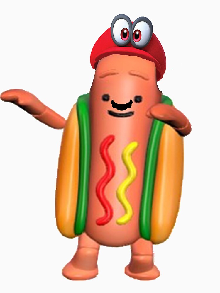 dancing hotdog with super mario odyssey hat unisex t shirt by