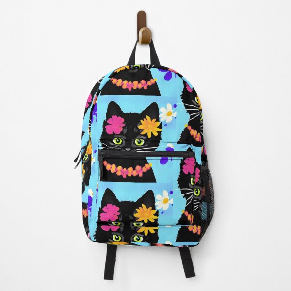 Item preview, Black cat with flowers designed and sold by gramizzia.