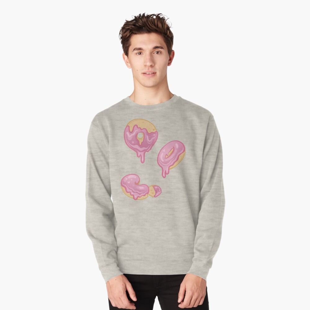 Drippy Glazed Pink Donut Pullover Sweatshirt