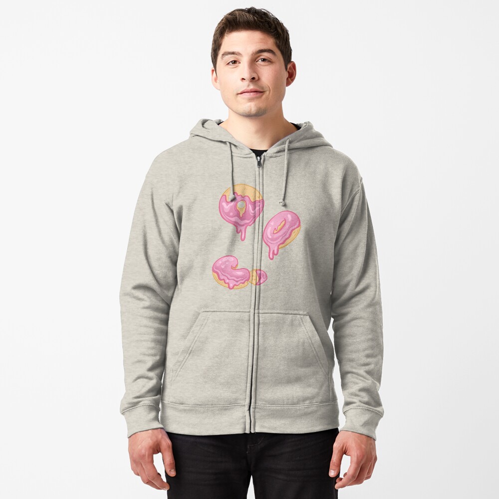 Drippy Glazed Pink Donut Zipped Hoodie