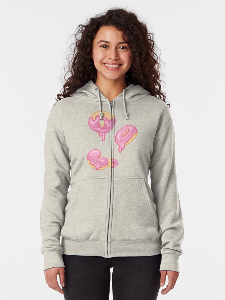 Alternate view of Drippy Glazed Pink Donut Zipped Hoodie