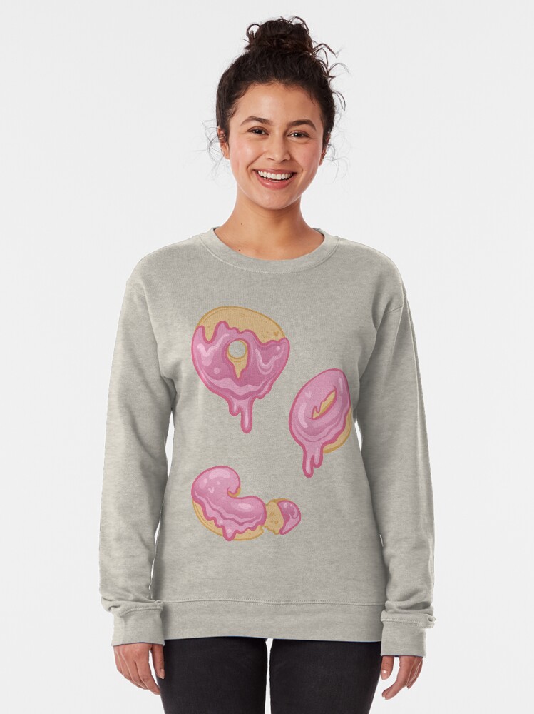 Alternate view of Drippy Glazed Pink Donut Pullover Sweatshirt