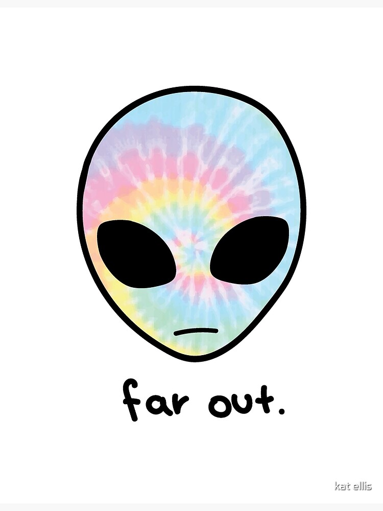 far out tie-dye alien Sticker for Sale by kat ellis