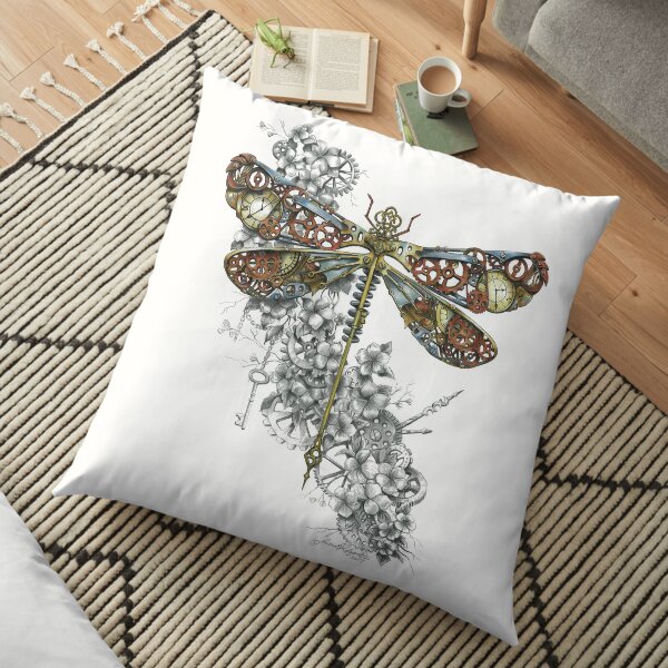 "Clockwork Dragonfly" Floor Pillow