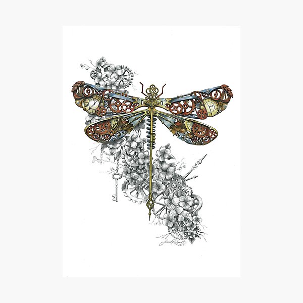"Clockwork Dragonfly" Photographic Print