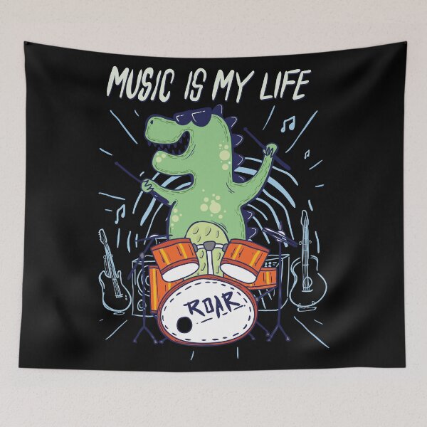 Item preview, Music Is My Life " T-rex Play a Drum" designed and sold by Pasar Raya.