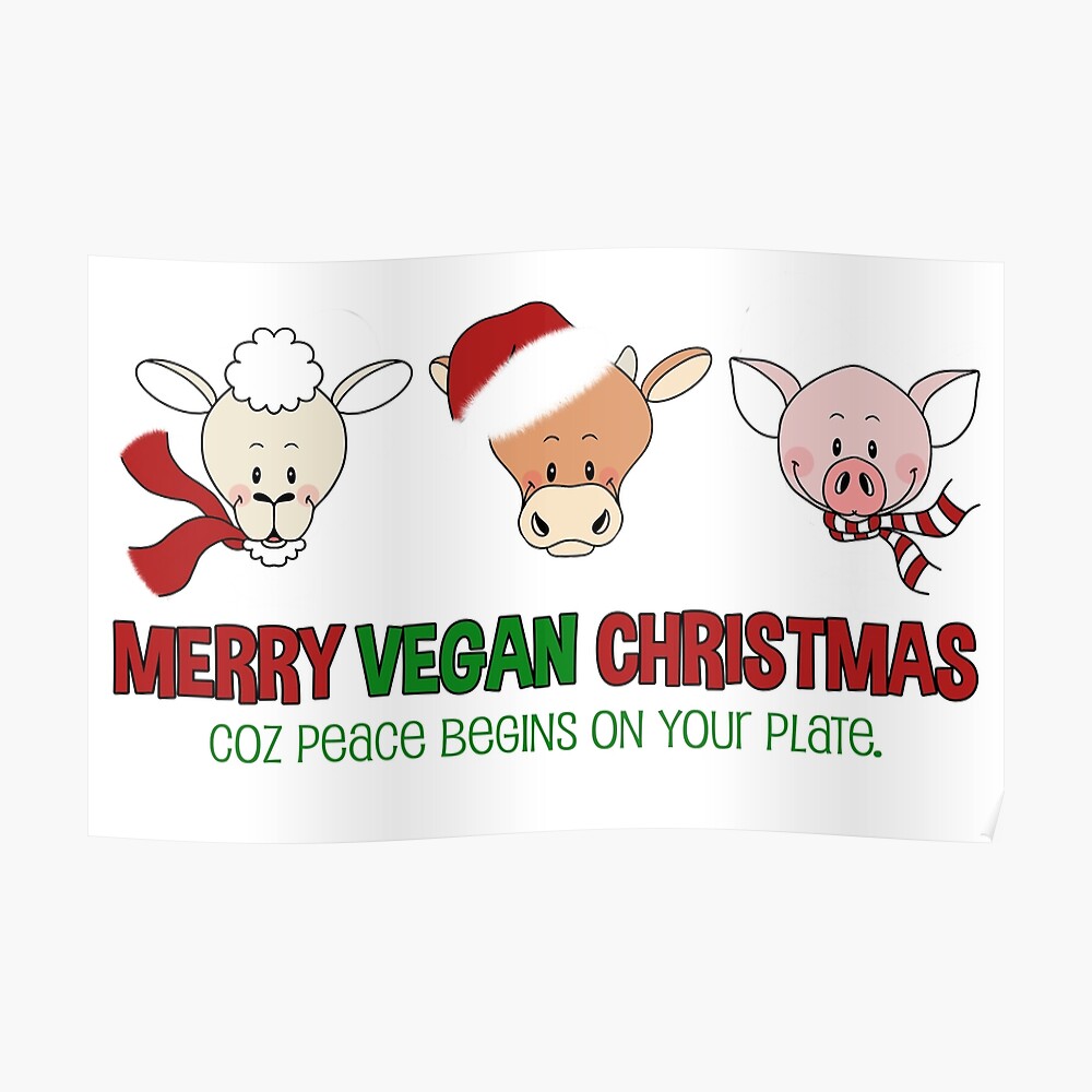 "FROHE VEGAN WEIHNACHTEN (alle Kappen)" Poster von wiboandbear Redbubble