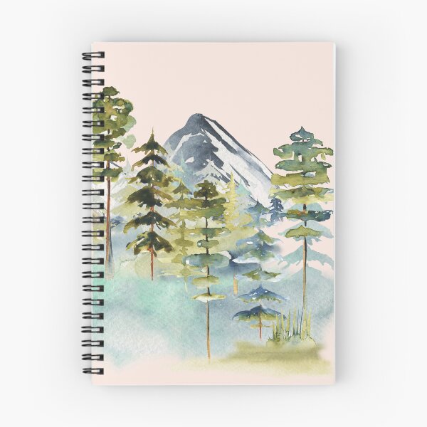 Item preview, Watercolor Cabin in The Pine Forest and mountain designed and sold by Nature Hues.