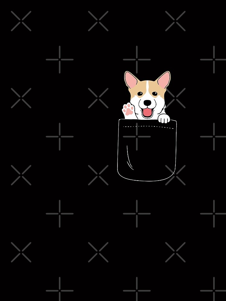 Corgi In Pocket T-Shirt Cute Paws Blush Smile Puppy Emoji by JapaneseInkArt