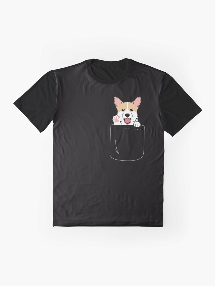 Alternate view of Corgi In Pocket T-Shirt Cute Paws Blush Smile Puppy Emoji Graphic T-Shirt