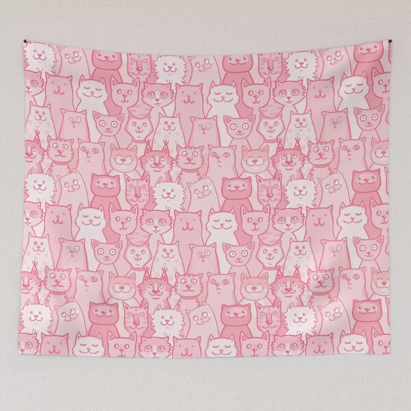 Item preview, Pink Cartoon Cats Print designed and sold by Magnetic Pajama.