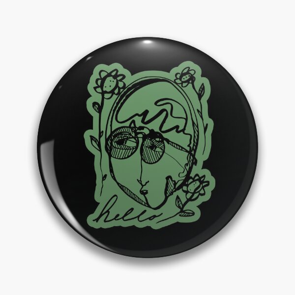 Item preview, Hello Darlin Abstract Face with Glasses and Flowers Line Art Sage Green Design designed and sold by SleepingInCo.