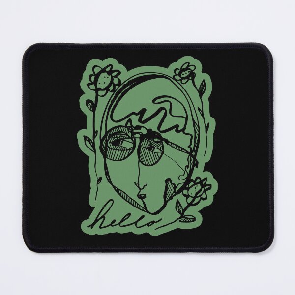 Item preview, Hello Darlin Abstract Face with Glasses and Flowers Line Art Sage Green Design designed and sold by SleepingInCo.