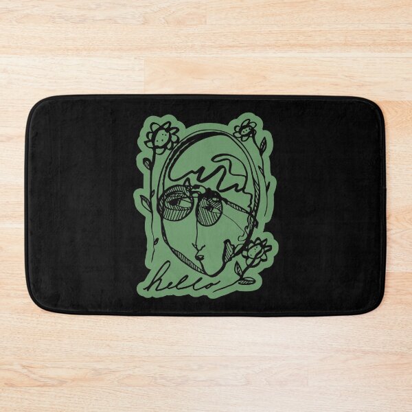 Item preview, Hello Darlin Abstract Face with Glasses and Flowers Line Art Sage Green Design designed and sold by SleepingInCo.