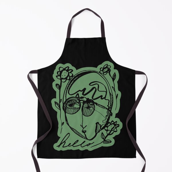 Item preview, Hello Darlin Abstract Face with Glasses and Flowers Line Art Sage Green Design designed and sold by SleepingInCo.