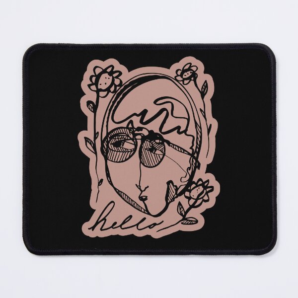 Item preview, Hello Darlin Abstract Face with Glasses and Flowers Line Art Clay Red Design designed and sold by SleepingInCo.