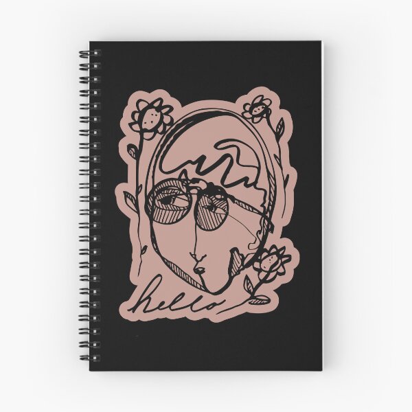 Item preview, Hello Darlin Abstract Face with Glasses and Flowers Line Art Clay Red Design designed and sold by SleepingInCo.