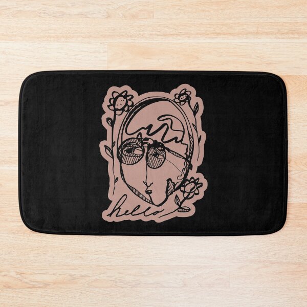 Item preview, Hello Darlin Abstract Face with Glasses and Flowers Line Art Clay Red Design designed and sold by SleepingInCo.