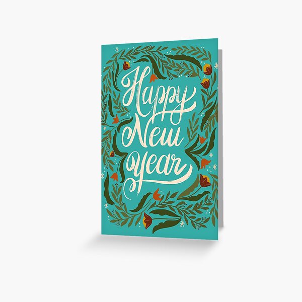 Item preview, Happy new year - floral flower wreath decorations handwritten  designed and sold by Mindy Bubble.
