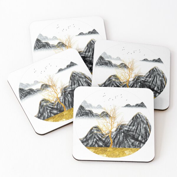 Item preview, Black and Golden Abstract Mountain Landscape designed and sold by Trendy Valley .