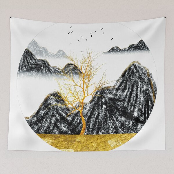 Item preview, Black and Golden Abstract Mountain Landscape designed and sold by Trendy Valley .